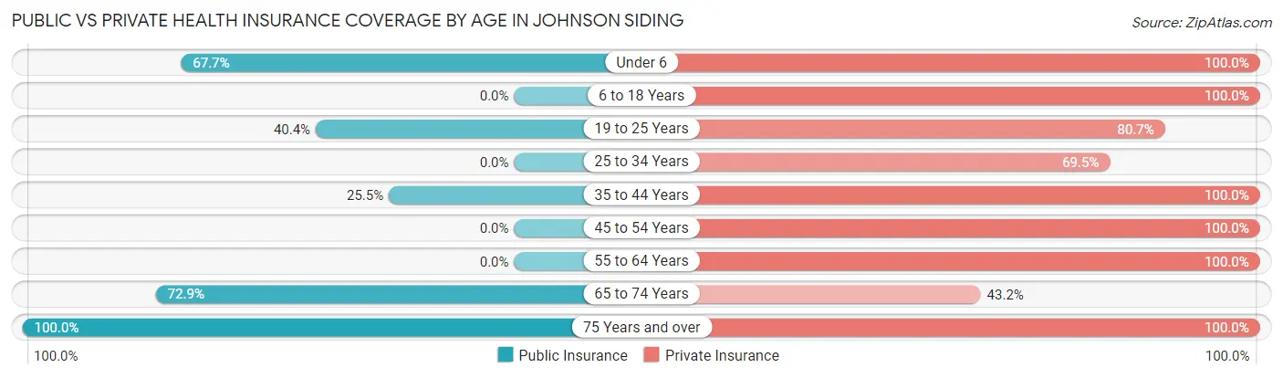 Public vs Private Health Insurance Coverage by Age in Johnson Siding