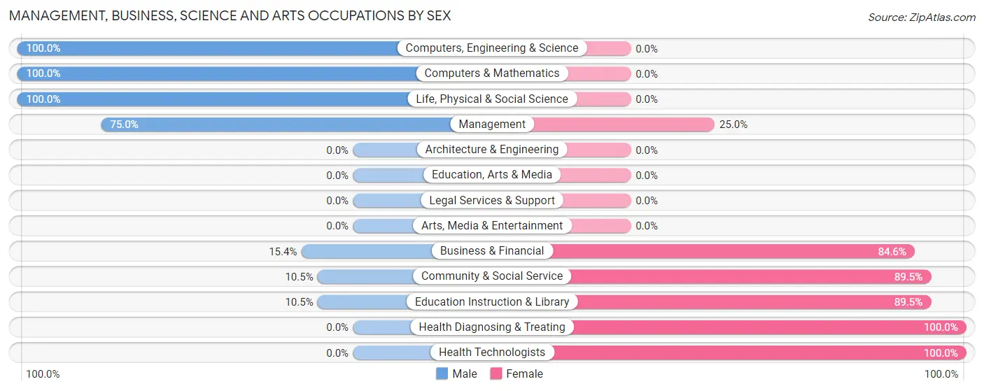 Management, Business, Science and Arts Occupations by Sex in Lake Preston
