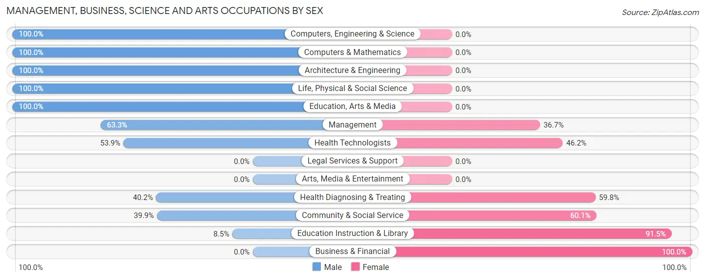 Management, Business, Science and Arts Occupations by Sex in Mobridge