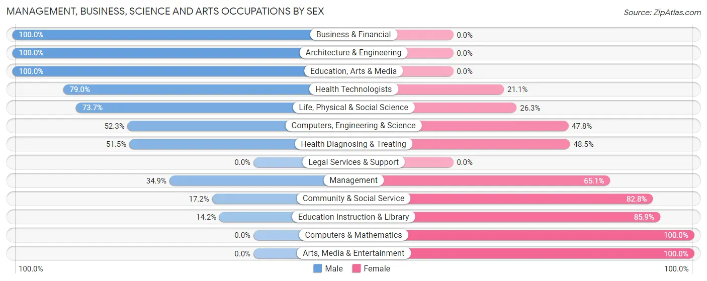 Management, Business, Science and Arts Occupations by Sex in North Spearfish