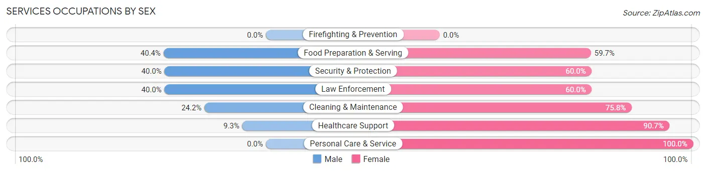 Services Occupations by Sex in Parkston
