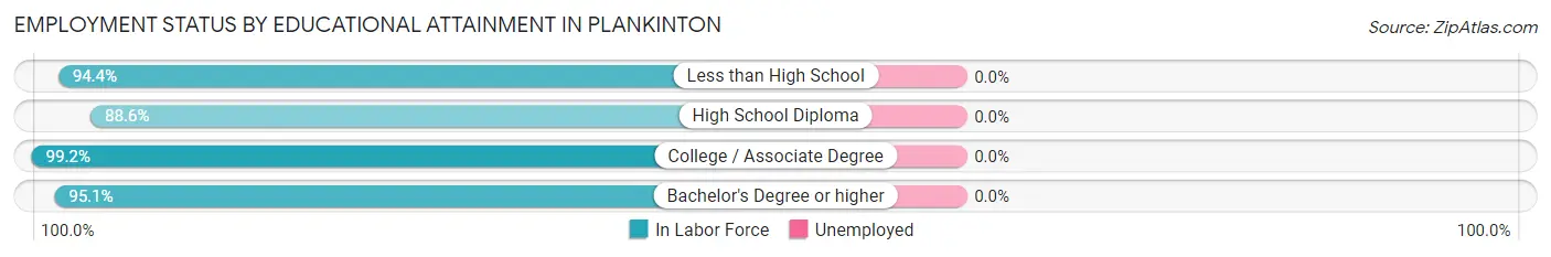 Employment Status by Educational Attainment in Plankinton