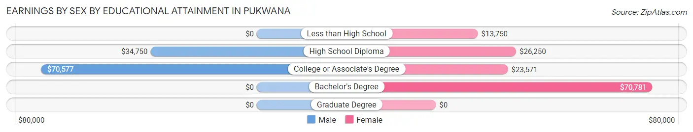 Earnings by Sex by Educational Attainment in Pukwana