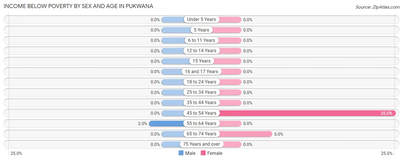 Income Below Poverty by Sex and Age in Pukwana