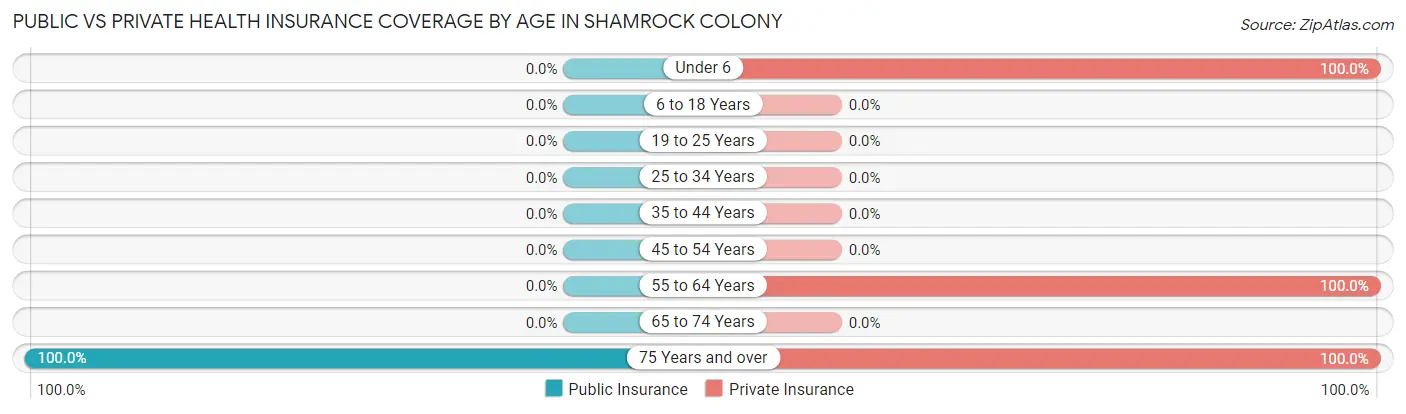 Public vs Private Health Insurance Coverage by Age in Shamrock Colony