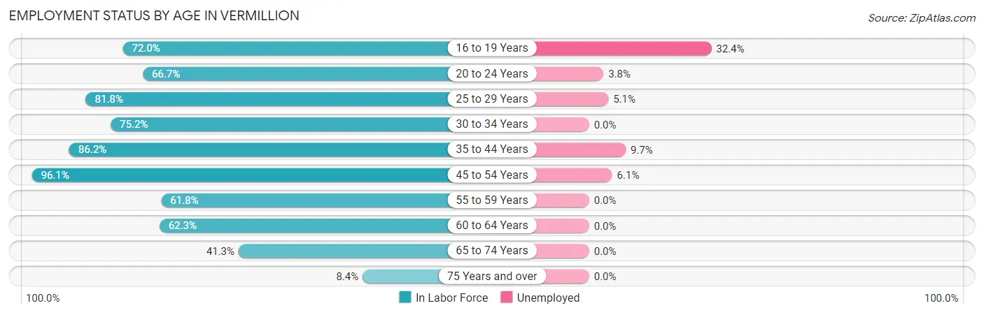 Employment Status by Age in Vermillion