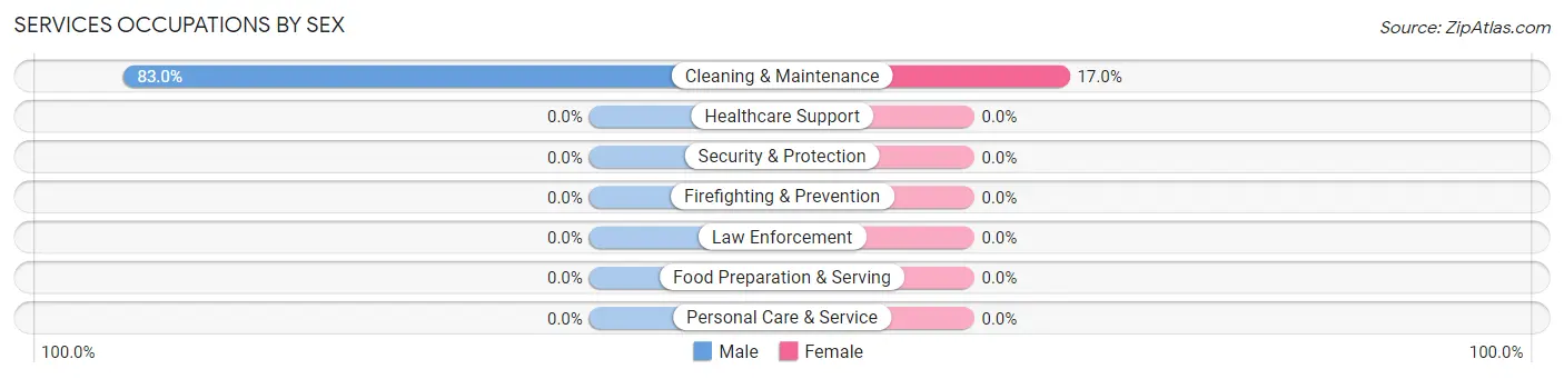 Services Occupations by Sex in Wonderland Homes