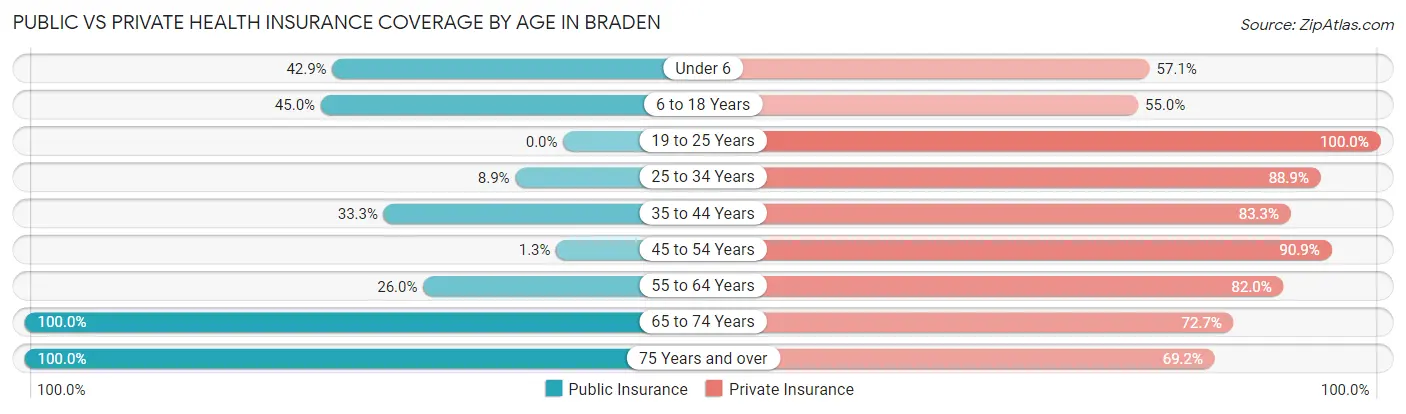 Public vs Private Health Insurance Coverage by Age in Braden