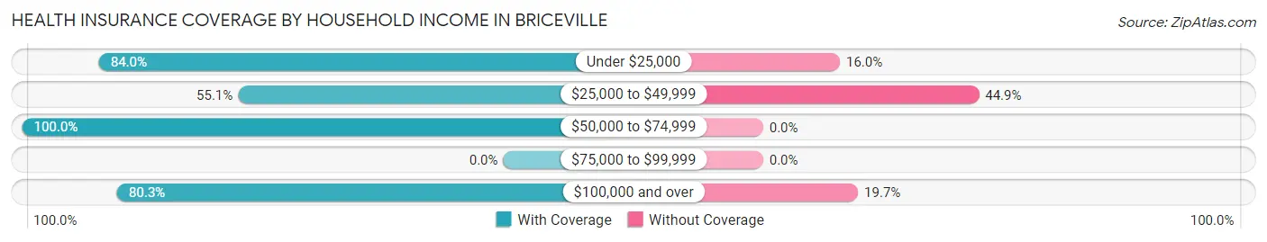 Health Insurance Coverage by Household Income in Briceville