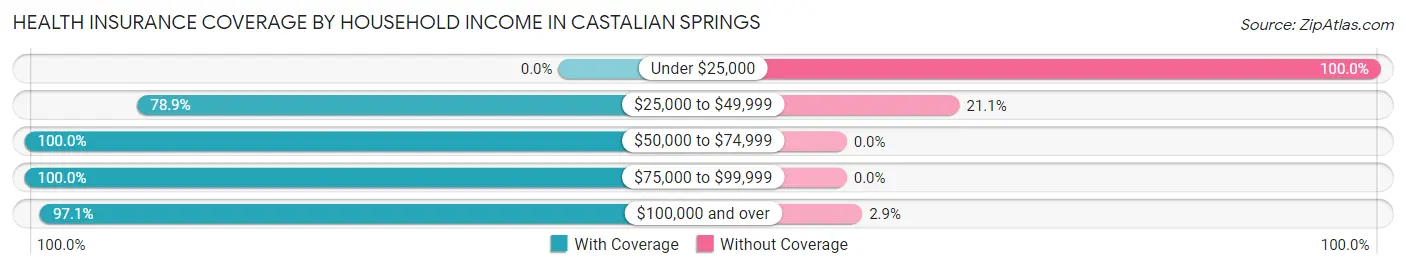Health Insurance Coverage by Household Income in Castalian Springs