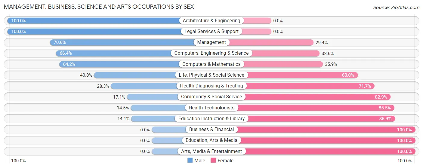 Management, Business, Science and Arts Occupations by Sex in Church Hill