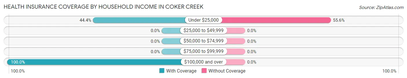Health Insurance Coverage by Household Income in Coker Creek
