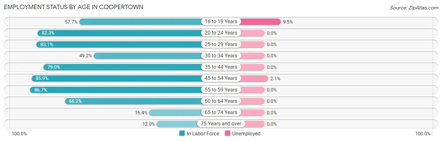Employment Status by Age in Coopertown