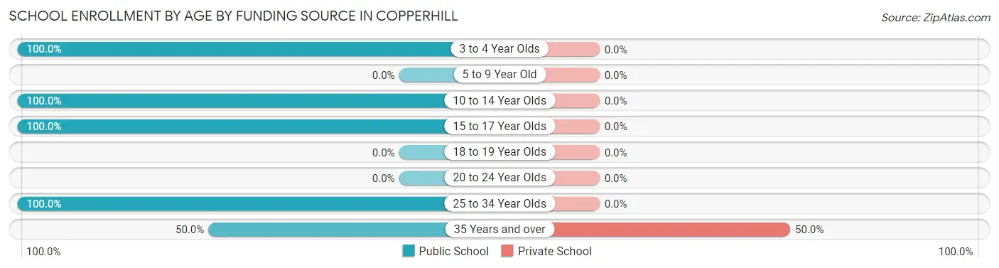 School Enrollment by Age by Funding Source in Copperhill