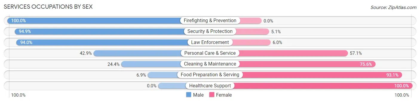 Services Occupations by Sex in Dover