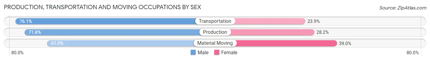 Production, Transportation and Moving Occupations by Sex in East Ridge