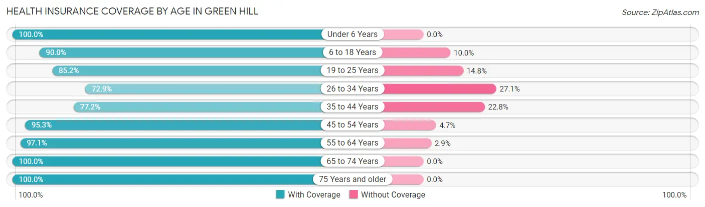 Health Insurance Coverage by Age in Green Hill