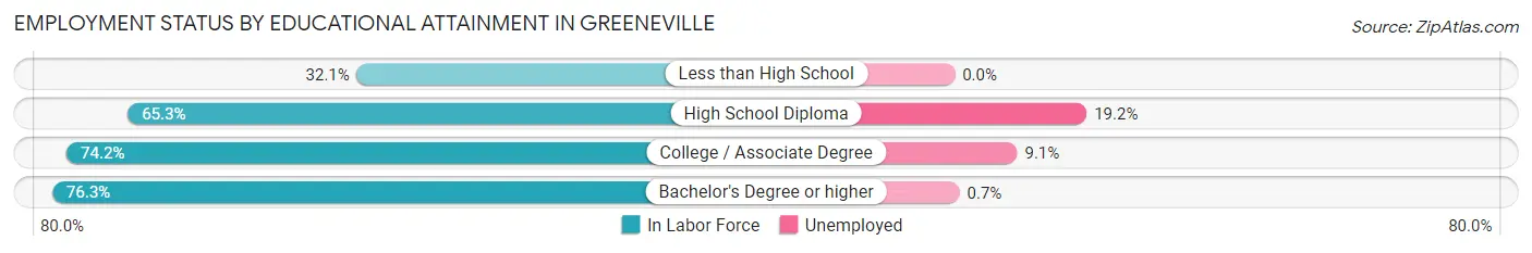Employment Status by Educational Attainment in Greeneville