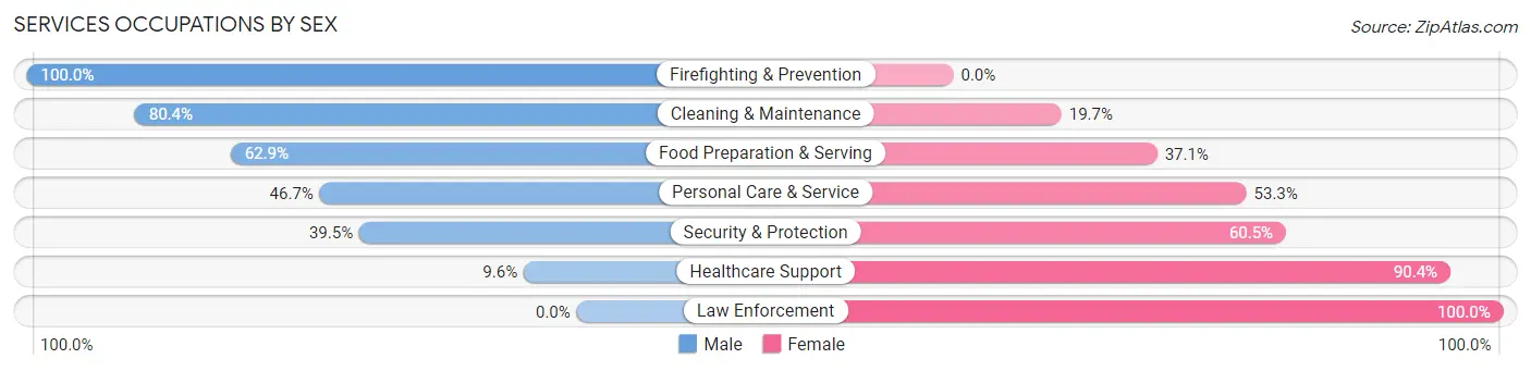 Services Occupations by Sex in Greeneville