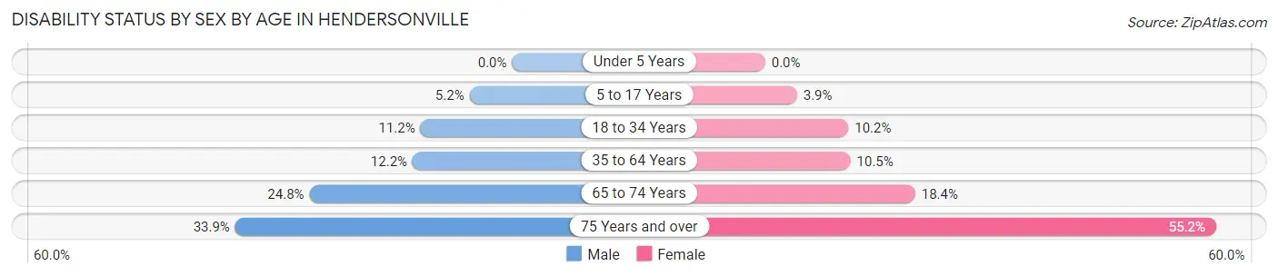 Disability Status by Sex by Age in Hendersonville