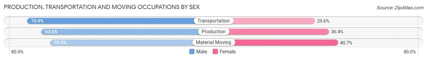 Production, Transportation and Moving Occupations by Sex in Hendersonville