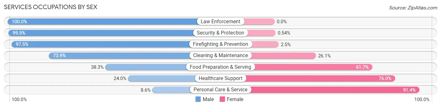 Services Occupations by Sex in Hendersonville