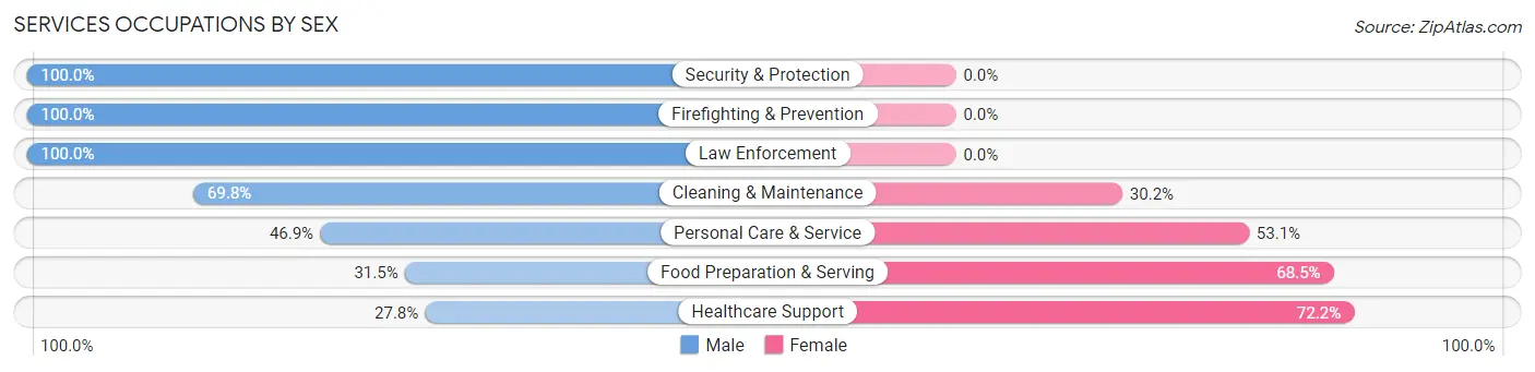 Services Occupations by Sex in Jefferson City