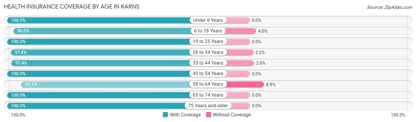 Health Insurance Coverage by Age in Karns