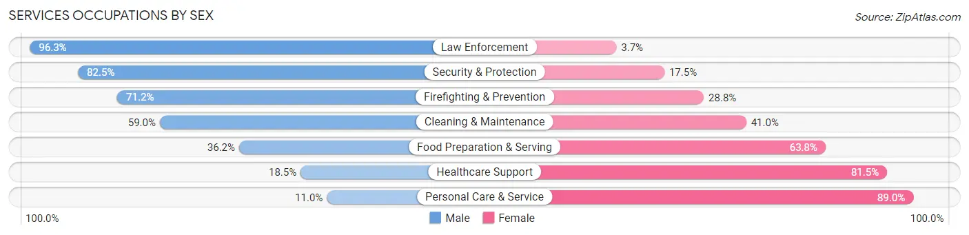 Services Occupations by Sex in Kingsport