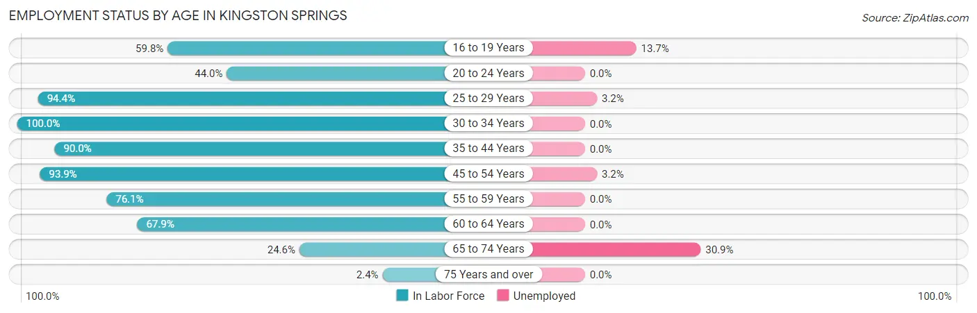 Employment Status by Age in Kingston Springs