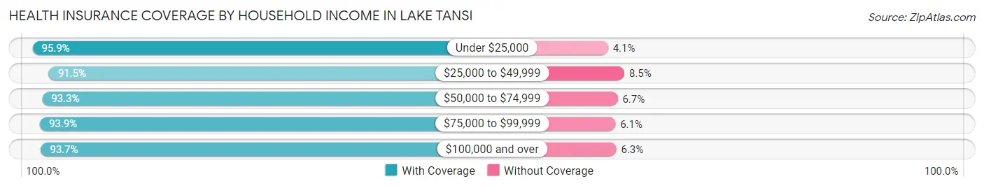 Health Insurance Coverage by Household Income in Lake Tansi