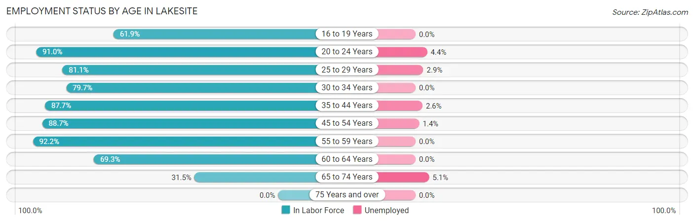 Employment Status by Age in Lakesite