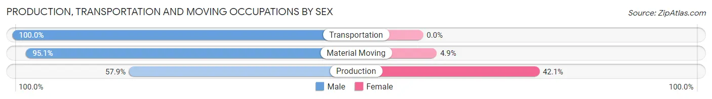 Production, Transportation and Moving Occupations by Sex in Loudon