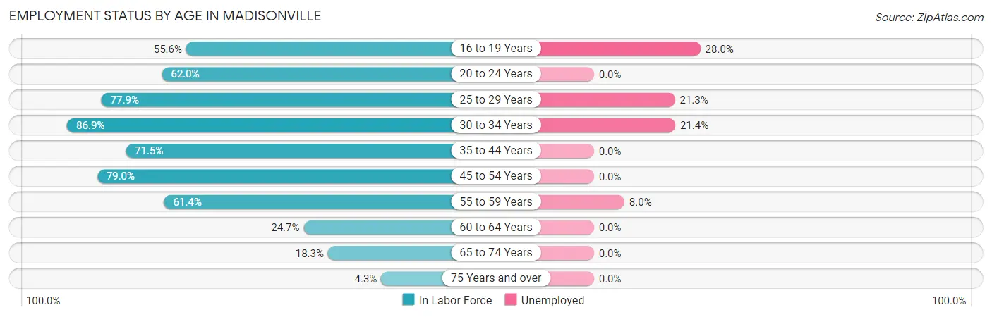 Employment Status by Age in Madisonville