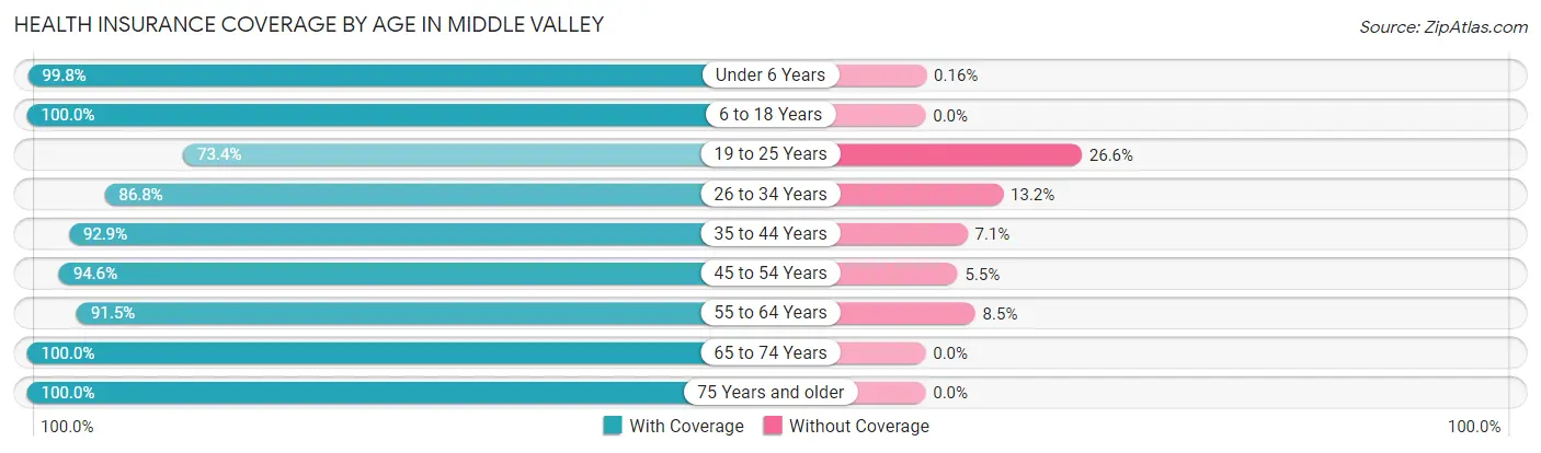 Health Insurance Coverage by Age in Middle Valley