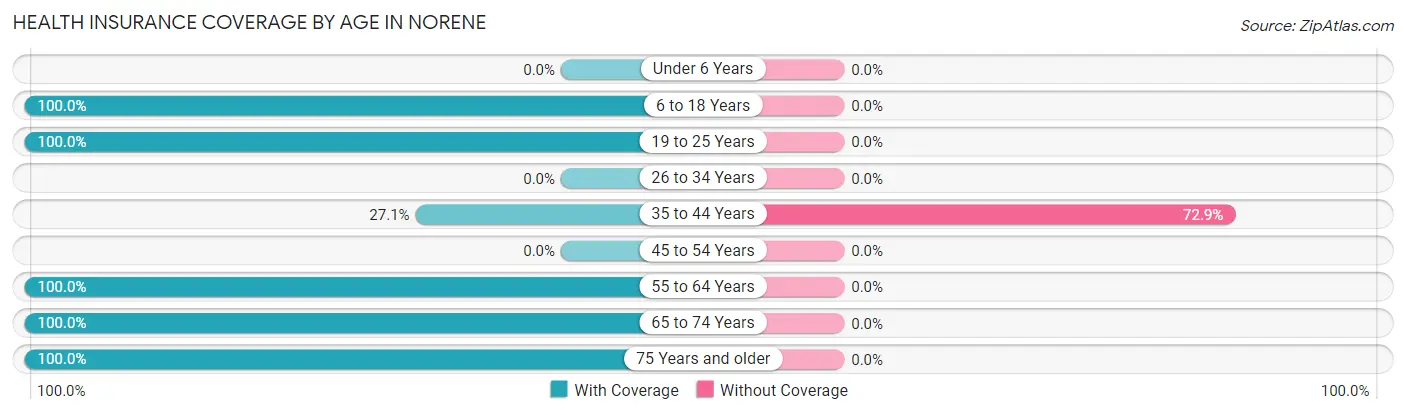 Health Insurance Coverage by Age in Norene