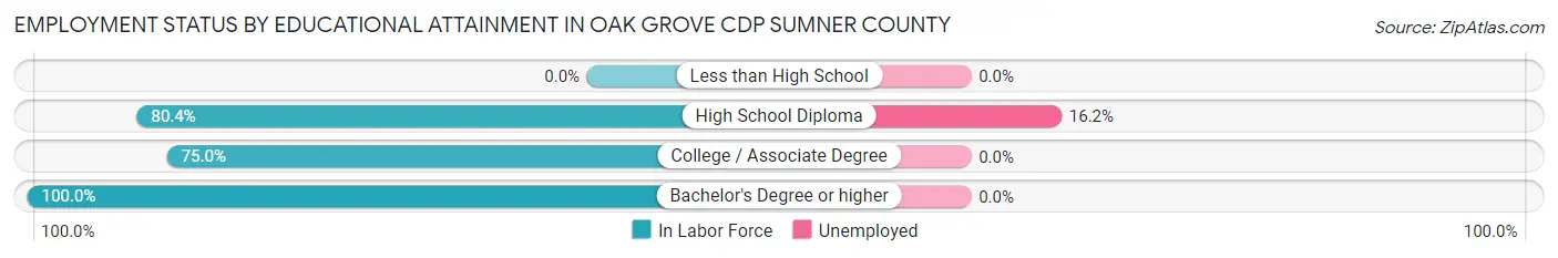 Employment Status by Educational Attainment in Oak Grove CDP Sumner County