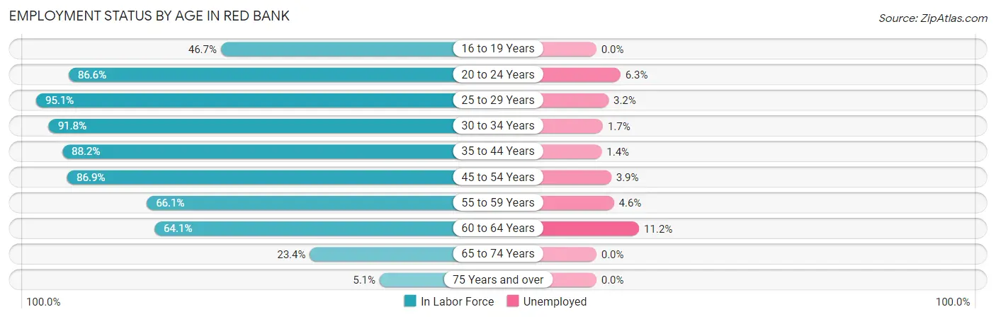 Employment Status by Age in Red Bank