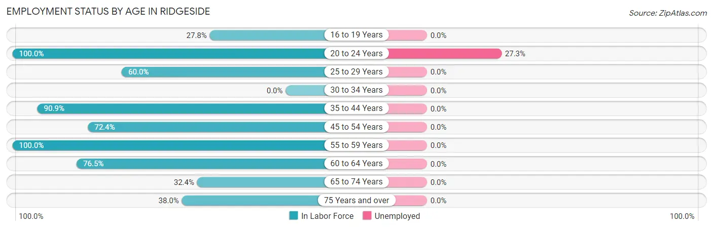 Employment Status by Age in Ridgeside