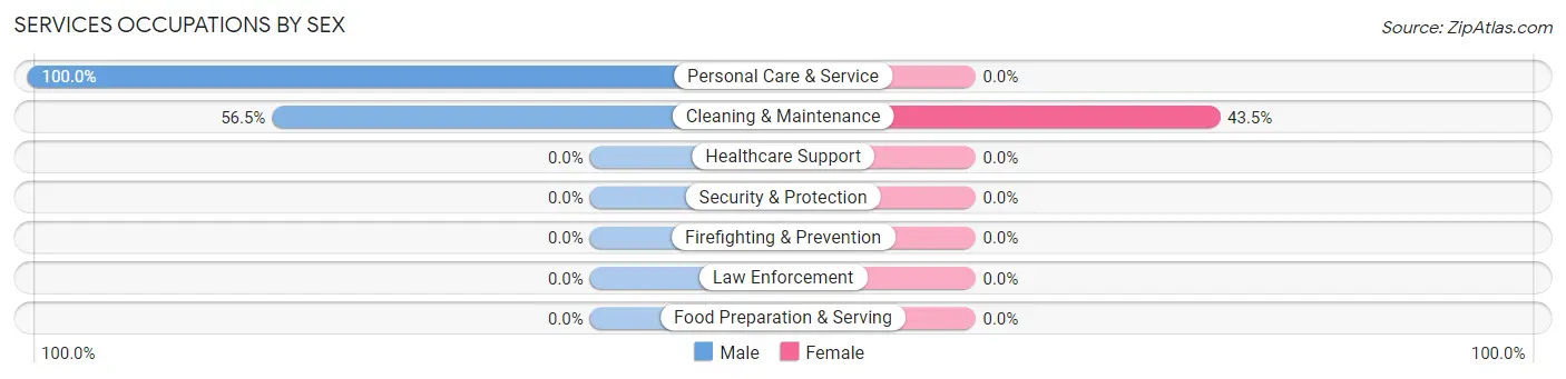Services Occupations by Sex in Roan Mountain