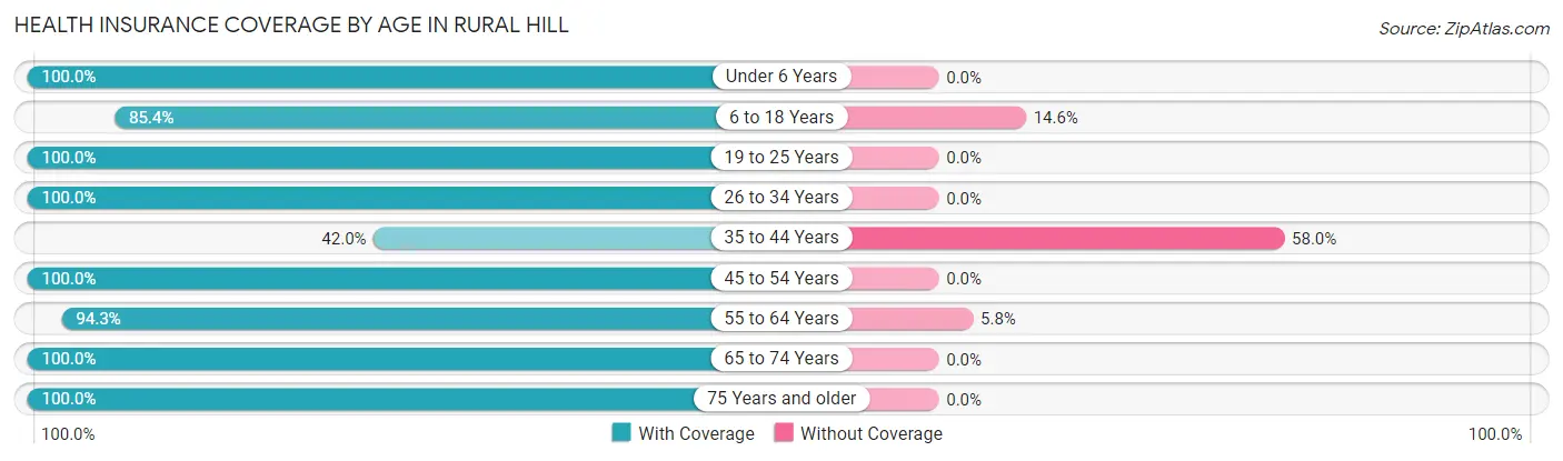 Health Insurance Coverage by Age in Rural Hill