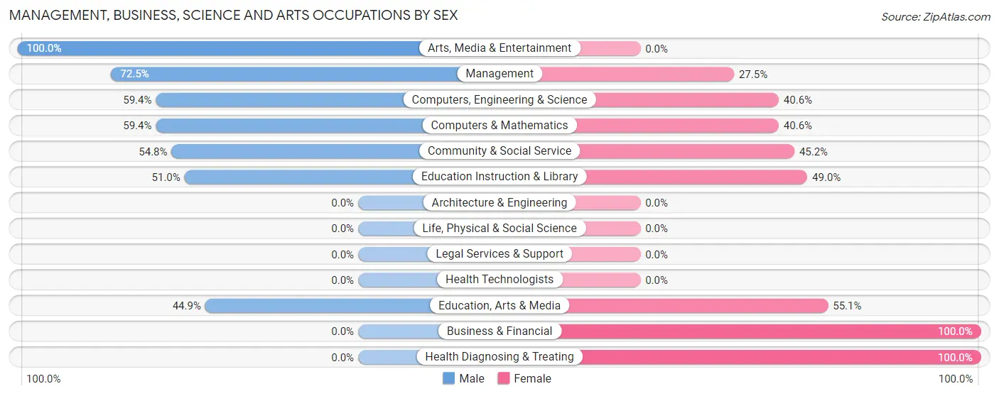 Management, Business, Science and Arts Occupations by Sex in Rural Hill