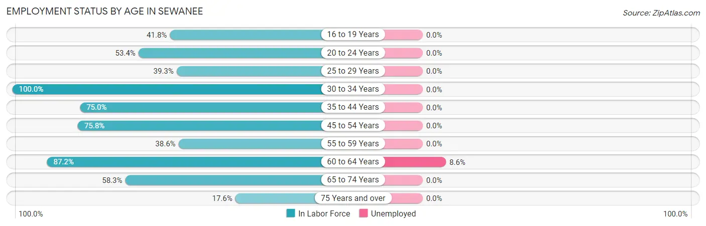 Employment Status by Age in Sewanee