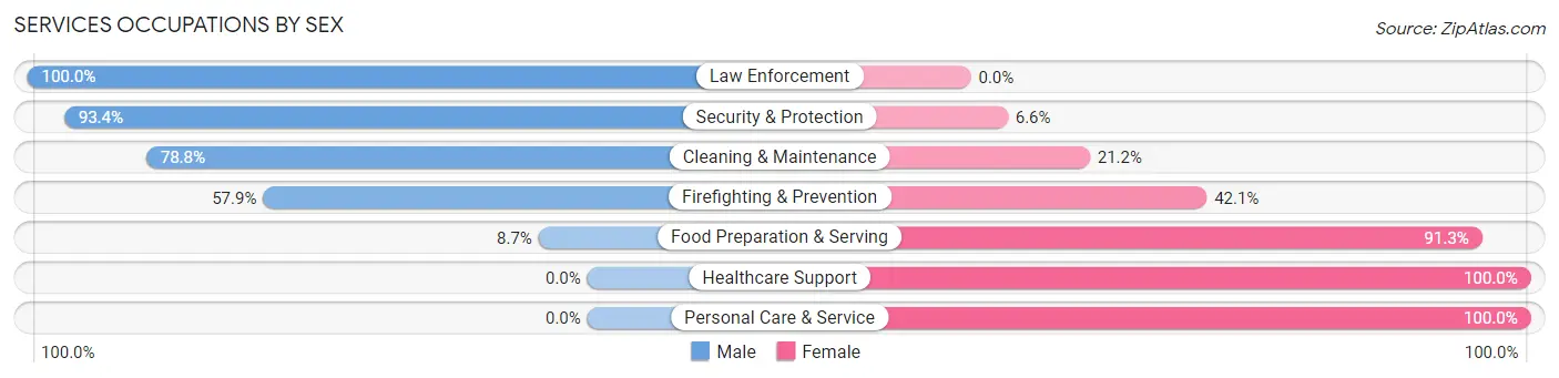Services Occupations by Sex in South Cleveland