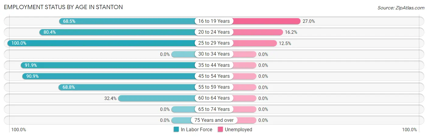 Employment Status by Age in Stanton