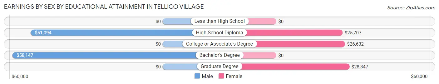 Earnings by Sex by Educational Attainment in Tellico Village