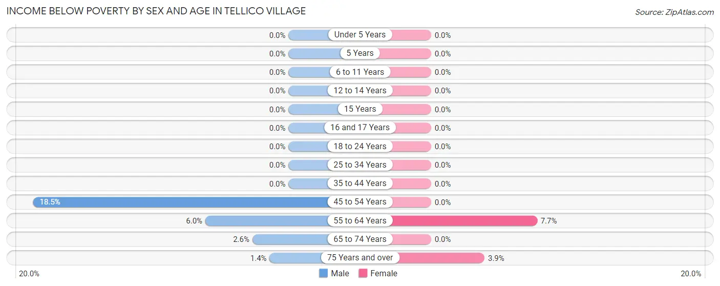 Income Below Poverty by Sex and Age in Tellico Village