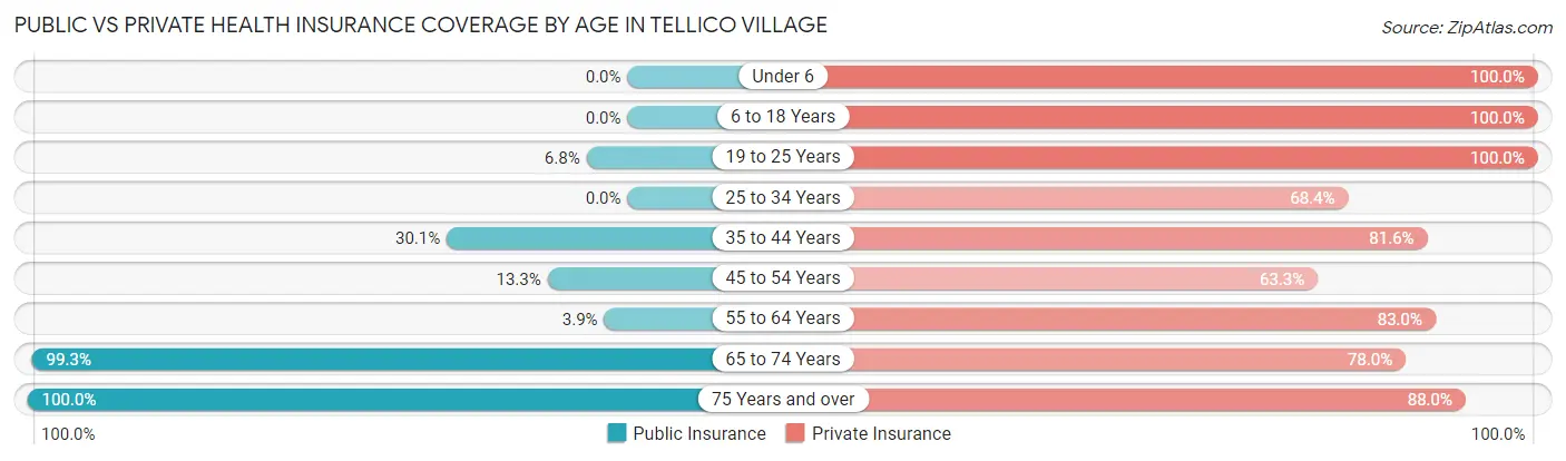 Public vs Private Health Insurance Coverage by Age in Tellico Village