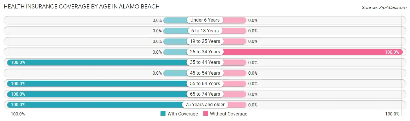 Health Insurance Coverage by Age in Alamo Beach