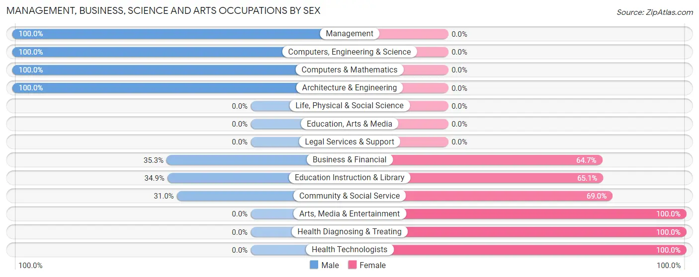 Management, Business, Science and Arts Occupations by Sex in Anahuac